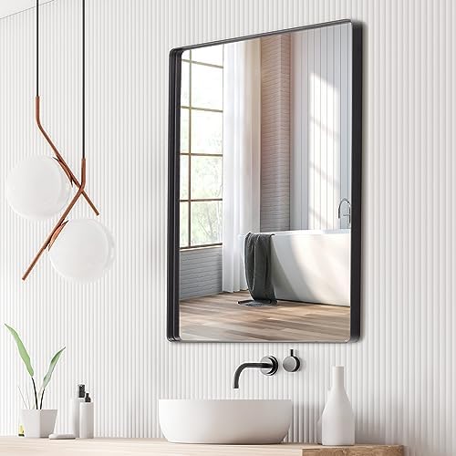 NARCISSUS 61x91cm Spiegel für Wand, Badezimmerspiegel, Kosmetikspiegel mit Aussparungen für Wohnzimmer, Schlafzimmer, Eingangsbereich, schwarz von NARCISSUS