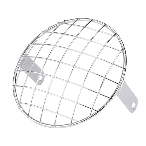 NARDEDP Motorrad 7 "Scheinwerfer Mesh Grill Seite Montieren Universal Abdeckung Maske for Cafe Racer(Silver) von NARDEDP