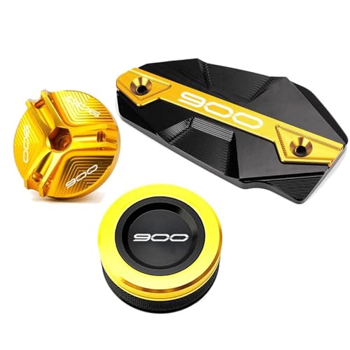 NARDEDP Motorrad CNC Hinten Vorne Brems Flüssigkeit Reservoir Kappe Öl Füllstoff Kappe Stecker Abdeckung Kompatibel Mit Z900 Z 900 2017-2022 2023 2024(3PCS-Gold) von NARDEDP