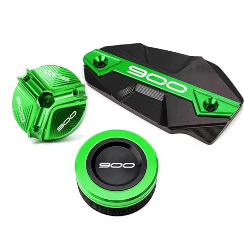 NARDEDP Motorrad CNC Hinten Vorne Brems Flüssigkeit Reservoir Kappe Öl Füllstoff Kappe Stecker Abdeckung Kompatibel Mit Z900 Z 900 2017-2022 2023 2024(3PCS-Green) von NARDEDP