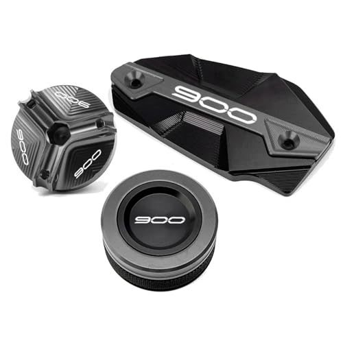 NARDEDP Motorrad CNC Hinten Vorne Brems Flüssigkeit Reservoir Kappe Öl Füllstoff Kappe Stecker Abdeckung Kompatibel Mit Z900 Z 900 2017-2022 2023 2024(3PCS-Grey) von NARDEDP