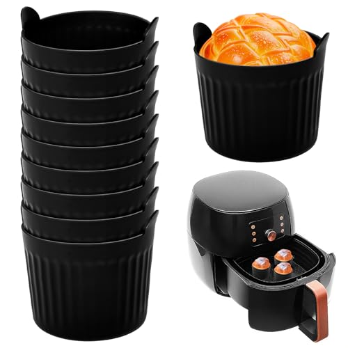 NAROSEBE 10 STK Silikon Eierform für Heißluftfritteuse Auflaufförmchen Silikonform Heißluftfritteuse Korb Luftfritteuse Silikon Topf Airfryer Silikonform Eier Antihaft Muffinförmchen Airfryer Zubehör von NAROSEBE