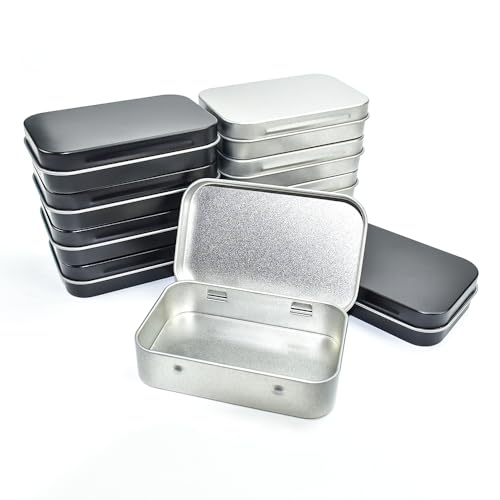 NAROSEBE 10 Stück Metalldosen Rechteckige mit Deckel Blechdosen Schwarz Metallbox Aufbewahrung Scharnierdosen Metalldöschen Klein Klappdose Eckig für Süßigkeiten und Kleinen Gegenständen(95x60x21mm) von NAROSEBE