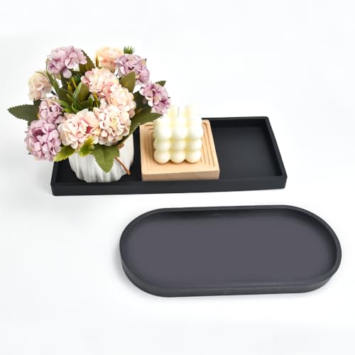 NAROSEBE 2 Stück Badezimmer Tablett Silikon Schminktablett Schwarzes Schminktisch Tablett Rechteckiges Organizer Seifen Bad Seifenspender Platte Kerzentablett Oval für Seife Handtuch Parfümhalter NAROSEBE 2 Stück Badezimmer Tablett Silikon Schminktablett Schwarzes Schminktisch Tablett Rechteckiges Organizer Seifen Bad Seifenspender Platte Kerzentablett Oval für Seife Handtuch Parfümhalter von NAROSEBE