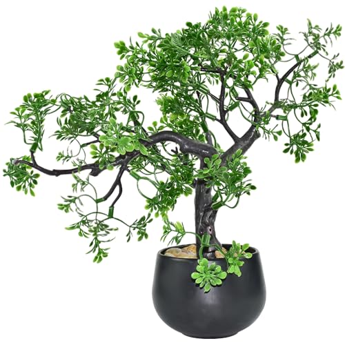 NAROSEBE Bonsai Baum Kunstpflanze Künstliche Grünpflanzen im Topf Bonsai Künstlich Pflanze Deko Zimmerpflanze Büropflanze Plastik Seidenpflanze Künstlich für Wohnzimmer Schlafzimmer Badzimmer 35*30cm von NAROSEBE