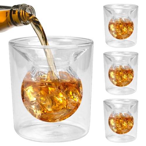 NAROSEBE 4 Schnapsgläser Set 120 ml Tequila Gläser mit 3D-Relief-Golf-Form im Inneren Transparent Vodka Gläser Whiskyglas Stamperlgläser für Schnaps, Jägermeister, Korn von NAROSEBE
