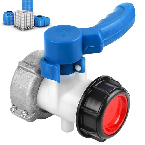 NAROSEBE IBC Container Klappenhahn 1000L DN40(62mm), IBS Wassertank Adapter, IBC Tank Adapter Auslass Regelventil, IBC Absperrhahn Auslaufhahn IBC Tank Zubehör für 62mm Ablasshahn Regentonne Kanister von NAROSEBE
