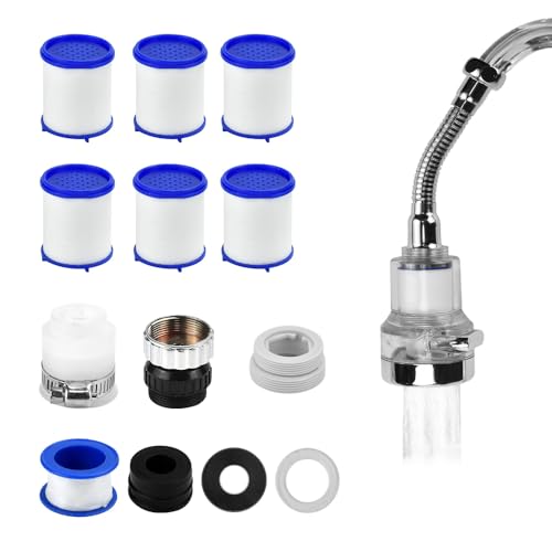 NAROSEBE Wasserfilter Wasserhahnfilter 360° drehbar Wasserfilter Trinkwasser für Wasserhahn Wasserhahnfilter Küche Tap Water Filter mit 7 PP-Baumwollfilterelement Wasserhahn Entkalker Aufsatz von NAROSEBE