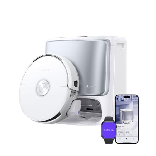 NARWAL Flow All-in-One-Saugroboter mit Wischfunktion, FlowWash-Moppsystem mit Echtzeit-Selbstreinigung, 22.000 Pa Wischroboter, Tierhaare DualFlow Tangle-Frei, 45-80°C Spülen und Heißlufttrocknung von NARWAL