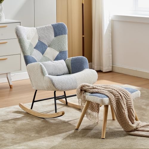 NASERY Schaukel-Relaxsessel mit Fußhocker, Moderner Ergonomischer Schaukelsessel Stoffsessel, gepolstertes Schlafsofa für Wohnzimmer, Schlafzimmer, Belastbarkeit bis 110 kg NASERY Schaukel-Relaxsessel mit Fußhocker, Moderner Ergonomischer Schaukelsessel Stoffsessel, gepolstertes Schlafsofa für Wohnzimmer, Schlafzimmer, Belastbarkeit bis 110 kg von NASERY