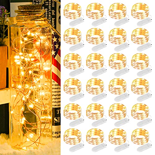Micro LED Lichterkette mit Batterie, 24 Stück 2 Meter 20 LED Lichterketten Batterie Betrieb Auf IP65 Wasserdicht Kupfer Drahtlichterkette für Zimmer, Innen, Halloween, Weihnachten, Party Deko Micro LED Lichterkette mit Batterie, 24 Stück 2 Meter 20 LED Lichterketten Batterie Betrieb Auf IP65 Wasserdicht Kupfer Drahtlichterkette für Zimmer, Innen, Halloween, Weihnachten, Party Deko von NASHARIA