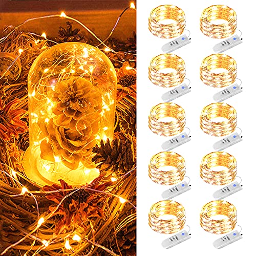 Nasharia Micro LED Lichterkette Batterie, 10 Stück 2M 20 LEDs Lichterketten mit Timer Kupfer Drahtlichterkette Weihnachtsbeleuchtung für Zimmer, Halloween, Außen, Party, Hochzeit, Dekoration, weiß Nasharia Micro LED Lichterkette Batterie, 10 Stück 2M 20 LEDs Lichterketten mit Timer Kupfer Drahtlichterkette Weihnachtsbeleuchtung für Zimmer, Halloween, Außen, Party, Hochzeit, Dekoration, weiß von NASHARIA