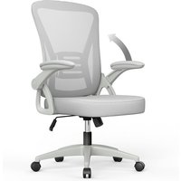 Naspaluro - Bürostuhl – ergonomischer Sitz – Sessel mit 90° klappbarer Armlehne – Lordosenstütze – höhenverstellbar - Grau - Grau von NASPALURO