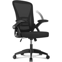 Naspaluro - Bürostuhl – ergonomischer Sitz – Sessel mit 90° klappbarer Armlehne – Lordosenstütze – höhenverstellbar - Schwarz von NASPALURO