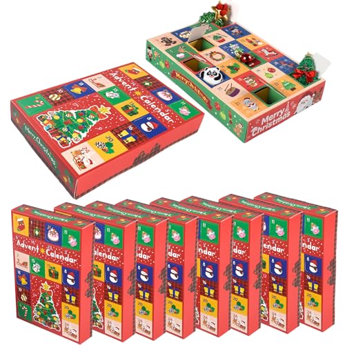 10 Stück selbstgemachter Adventskalender, 24 Tage, leer, zum Befüllen, kreative Zahlen-Countdown-Box aus Karton für Kinder und Erwachsene von NASSMOSSE