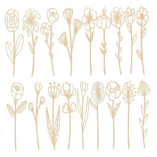 18pcs Holzblumen, 6, 3 Zoll exquisit geschnitzte Holzblumen mit Stielen für Geburtstagsfeiertagsfeiertag DIY Dekoration von NASSMOSSE
