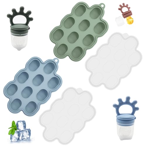 2pcs Baby Eis am Stiel, Silikon-Teether & Obstfutter, BPA-freie Gefrierschale mit Deckel für sichere hausgemachte Babynahrung von NASSMOSSE