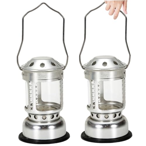 2pcs Kerzenlaterne 4.3x2.7 Tragbarer rustikaler Camping -Laterne -Silberlaterne mit Griffe Aluminiumlegierung Windfallkerzenlampe für Kerze 2pcs Kerzenlaterne 4.3x2.7 Tragbarer rustikaler Camping -Laterne -Silberlaterne mit Griffe Aluminiumlegierung Windfallkerzenlampe für Kerze von NASSMOSSE