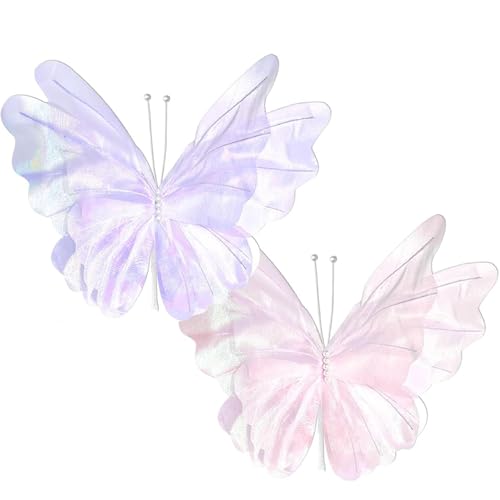 2pcs Seidenschmetterlinge 2 Farb realistisch 20 große künstliche Schmetterlinge für Hochzeit DIY -freundliche Seidenverzierung für Hochzeit, Kulisse, Fotografie von NASSMOSSE