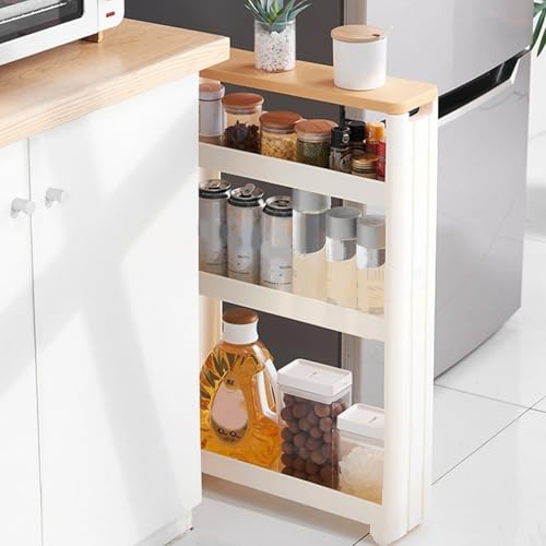 3-stufiger schlanker Lagerwagen mit Rädern schmaler Regalregal für Badezimmer, Küche und Büroorganisation von NASSMOSSE