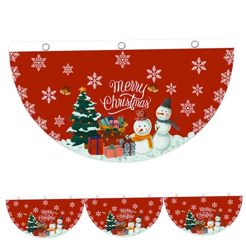 4 Weihnachtswimpel, 90 x 45 cm, Schneemann-Wimpelkette, winterliche Weihnachtsflagge mit Ösen für Garten und Terrasse von NASSMOSSE