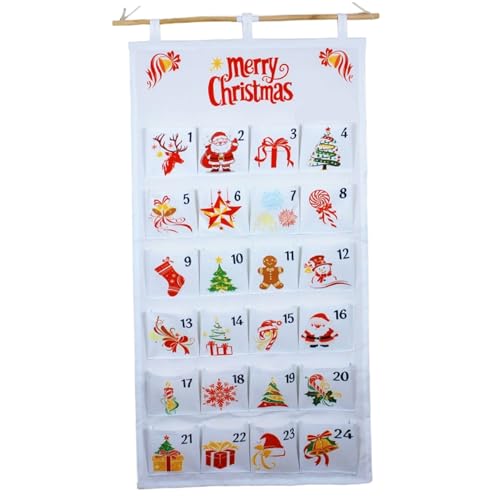 Adventskalender mit 24 Taschen, Countdown-Kalender mit Kordel zum Aufhängen an der Wand, für den Urlaub zu Hause Adventskalender mit 24 Taschen, Countdown-Kalender mit Kordel zum Aufhängen an der Wand, für den Urlaub zu Hause von NASSMOSSE