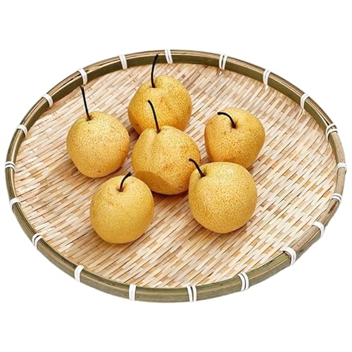 Bambuskorb, 12 runde Bambus -Servierschale, stapelbare flache Aufbewahrung gewebter Tablett Runde Obstkorb für Garten, tägliches Essen, Küchenorganisation Bambuskorb, 12 runde Bambus -Servierschale, stapelbare flache Aufbewahrung gewebter Tablett Runde Obstkorb für Garten, tägliches Essen, Küchenorganisation von NASSMOSSE