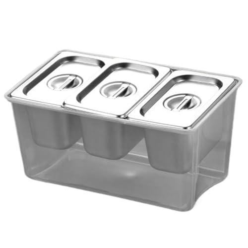 Gewürzregal aus Edelstahl mit Deckel, Gewürzregal mit drei Boxen für Restaurant, Hotel und Party von NASSMOSSE