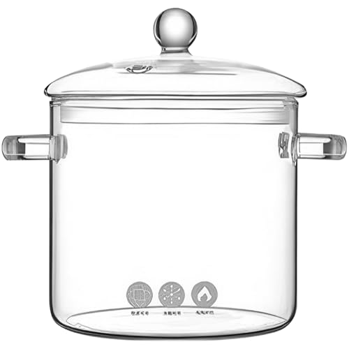 Glastöpfe zum Kochen auf dem Herd, Klarglas-Simmertopf, 3 l, großes Kochgeschirr, Herdplatte, sicherer Borosilikat-Kochtopf mit integrierten Griffen von NASSMOSSE