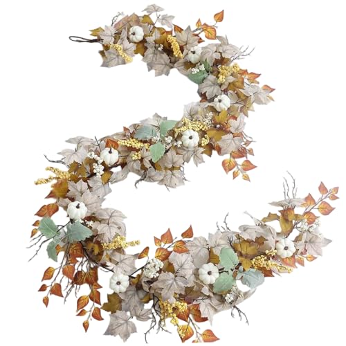Herbstgirlande für Kaminsims, 1, 8 m Lange Ahornblätter, Kürbisse, Herbstgirlande, Herbstdekoration für Haus, Veranda, Kamin, Halloween-Deko im Freien Herbstgirlande für Kaminsims, 1, 8 m Lange Ahornblätter, Kürbisse, Herbstgirlande, Herbstdekoration für Haus, Veranda, Kamin, Halloween-Deko im Freien von NASSMOSSE