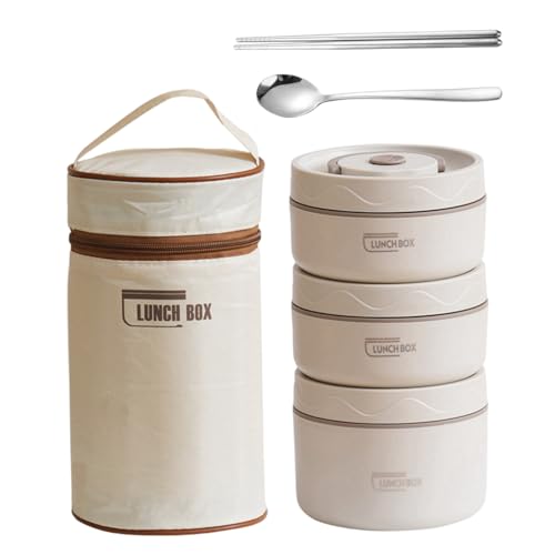 Isolierte Lunchbox, stapelbare Edelstahl -Thermal -Lebensmittelbehälter, leckere tragbare Lebensmittelbox mit Essstäbchen, Löffel, Tasche für Schulbüro im Freien Reisen im Freien Isolierte Lunchbox, stapelbare Edelstahl -Thermal -Lebensmittelbehälter, leckere tragbare Lebensmittelbox mit Essstäbchen, Löffel, Tasche für Schulbüro im Freien Reisen im Freien von NASSMOSSE