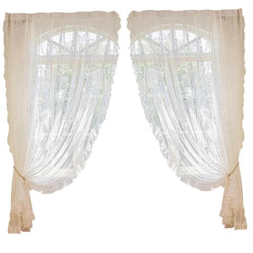 NASSMOSSE 2 Panels Spitzenvorhänge, 59x39in Blumen gemusterte Halbscheibe-Spitzenküchenvorhänge, Prinzessinstil Sticker Wasserfall Valance Stufe für Badezimmer Halbfenster NASSMOSSE 2 Panels Spitzenvorhänge, 59x39in Blumen gemusterte Halbscheibe-Spitzenküchenvorhänge, Prinzessinstil Sticker Wasserfall Valance Stufe für Badezimmer Halbfenster von NASSMOSSE