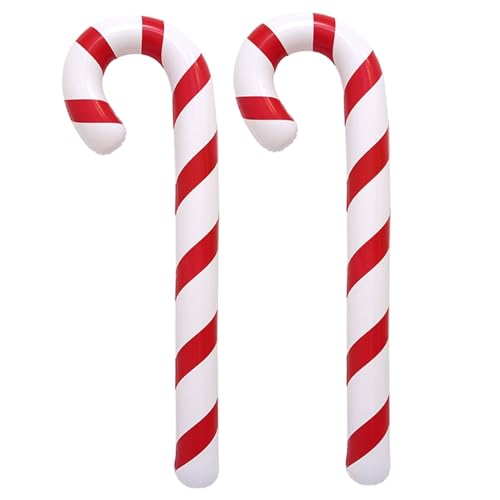 NASSMOSSE 2 x riesige PVC-Zuckerstangen-Dekorationen (180 cm), auslaufsicher, sicher, niedliche Weihnachtsballons für Partys drinnen und draußen von NASSMOSSE