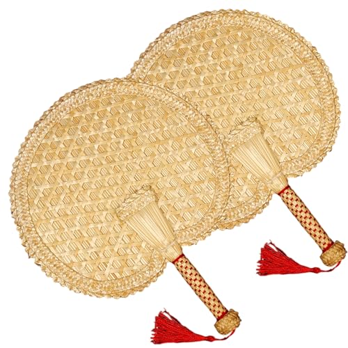 NASSMOSSE 2pcs Chinesische Handlüfter, 11, 4 x 9, 8 Zoll Weizenstrohs gewebt runden Handbuchlüfter mit Griff und roten Quasten für die Sommerkühlung, Hochzeitsfläche, Wohnkulturgeschenke NASSMOSSE 2pcs Chinesische Handlüfter, 11, 4 x 9, 8 Zoll Weizenstrohs gewebt runden Handbuchlüfter mit Griff und roten Quasten für die Sommerkühlung, Hochzeitsfläche, Wohnkulturgeschenke von NASSMOSSE