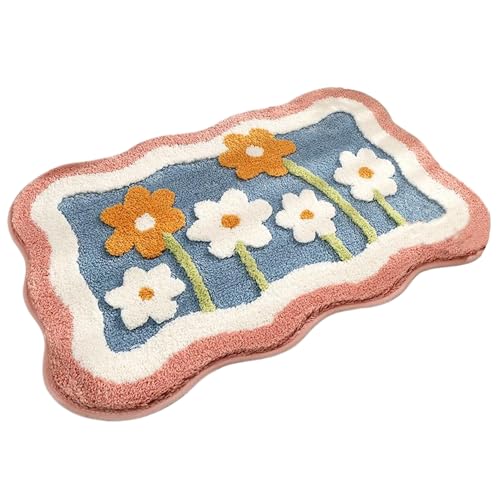 NASSMOSSE Badmatte 16x24 Blumenmuster Bad Teppich Starke absorbierende Nachahmung Kaschmir Badezimmer Matte Nicht rutschfest NASSMOSSE Badmatte 16x24 Blumenmuster Bad Teppich Starke absorbierende Nachahmung Kaschmir Badezimmer Matte Nicht rutschfest von NASSMOSSE