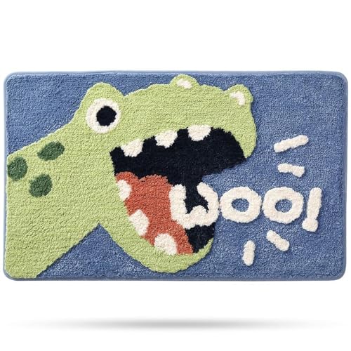 NASSMOSSE Badmatte 16x24 Zoll farbenfrohe Cartoon Roaring Dinosaur Bad Matte mit rutschfestem Gummi-Boden weich und saugfähig Schnelltrocknungsgeplünderte Badezimmerteppiche NASSMOSSE Badmatte 16x24 Zoll farbenfrohe Cartoon Roaring Dinosaur Bad Matte mit rutschfestem Gummi-Boden weich und saugfähig Schnelltrocknungsgeplünderte Badezimmerteppiche von NASSMOSSE