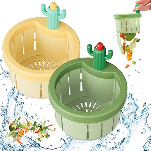 NASSMOSSE Abflusssieb 2pcs Sieb für Spülbecken, Abflusssieb Waschbecken, Cactus-Spülensieb Kunststoff Kaktus-Spülenfilter Drücken von NASSMOSSE