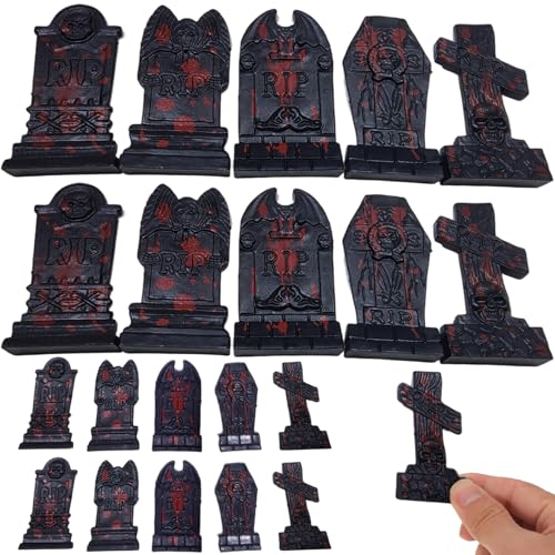 NASSMOSSE Halloween -Miniaturen, 20 Prozent Plastik -Mini -Grabsteine, Miniaturen Grabstein für Halloween Haunted House Party Szenenzubehör von NASSMOSSE