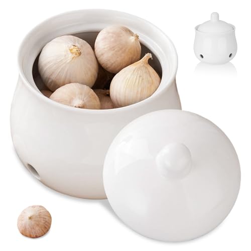 NASSMOSSE Knoblauchhalter für den Keramik -Knoblauchhalter mit Atmungslöcher auf Lagerbehälter für Küchen. von NASSMOSSE