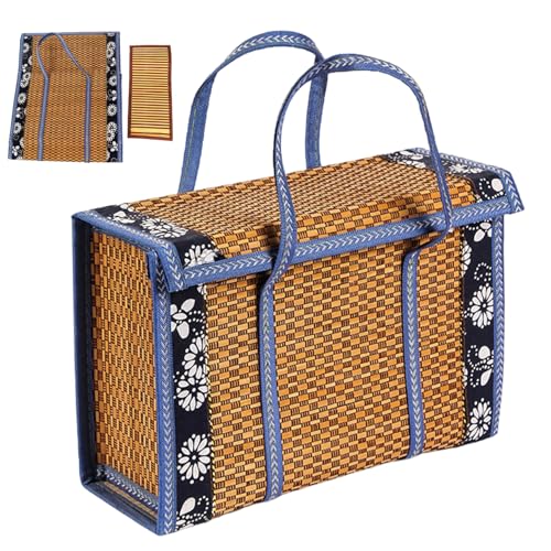 NASSMOSSE Picknickkorb 14x10x7 Faltbarer Bambus gewebter Picknickbeutel mit Tasche und blumigem rustikalem und natürlichen tragbaren Korb für Obst, Lebensmittel, Lebensmittelgeschäft NASSMOSSE Picknickkorb 14x10x7 Faltbarer Bambus gewebter Picknickbeutel mit Tasche und blumigem rustikalem und natürlichen tragbaren Korb für Obst, Lebensmittel, Lebensmittelgeschäft von NASSMOSSE