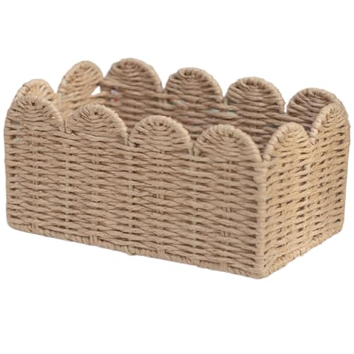 NASSMOSSE Small Baskets for Organizing, Woven Paper Rope Scalloped Edge Decorative Basket Napkin Holder for Kitchen & Bathroom Towels Toilet Paper and Utensil Organization, Home Decor von NASSMOSSE