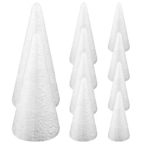 Schaumkegel 10pcs Polystyrol Bastelzapfen für DIY -Weihnachtsbaumzunome verschiedene Größen von NASSMOSSE