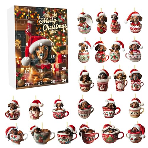 Weihnachts-Adventskalender: 24-tägiger Weihnachts-Countdown-Kalender mit Hundeanhänger und süßem Acryl-Dackel in einer Tasse zum Aufhängen – eine Überraschung für Tierliebhaber Stil 1 Weihnachts-Adventskalender: 24-tägiger Weihnachts-Countdown-Kalender mit Hundeanhänger und süßem Acryl-Dackel in einer Tasse zum Aufhängen – eine Überraschung für Tierliebhaber Stil 1 von NASSMOSSE