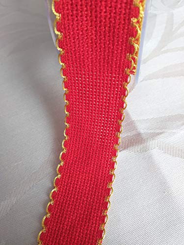 NASTRIFICIO ROSSI SAS Aida-Band 2,5 m Variante Weihnachten 33 mm (rot/gold) von NASTRIFICIO ROSSI SAS