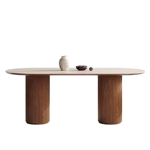Esstisch Teetisch Kaffeetisch Retro Holz Esstisch Rock Board Home Walnuss Farbe Oval Couchtisch für Wohnzimmer von NASTYA