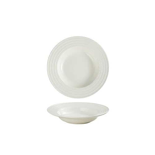 Pasta-Schalen Vorspeisenteller 10-Zoll-Keramik weißen Gewinde Strohhutform, Haus Küche Suppe tief Schüssel Salatschüssel Pasta kommerzielle Servieren Geschirr Servieren Geschirr Geschirr für Feiern von NASTYA