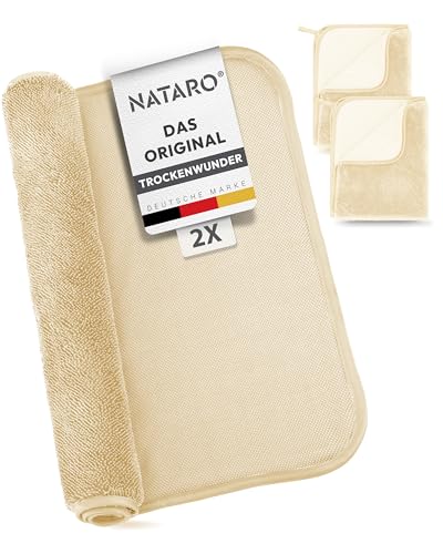 NATARO® 2 Stück Fast Dry it. Premium Trockentuch für Duschkabine, Auto, Haushalt, Camping – DAS ORIGINAL – extra saugfähiges Microfasertuch, fusselfrei, kratzfrei Shiny Wipes Tücher 40x50cm von NATARO