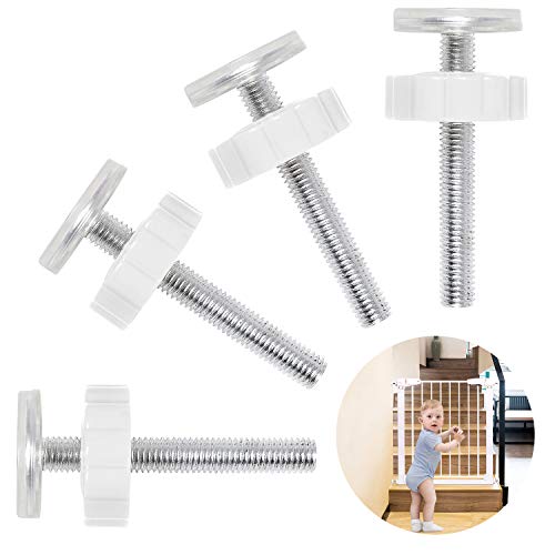 NATEE 4 Stück Druckschrauben für Kindergitter oder Gitter Haustier Baby Gate Screw Bolts Drucktore Gewindespindelstangen Schrauben Kit für Treppengitter von NATEE