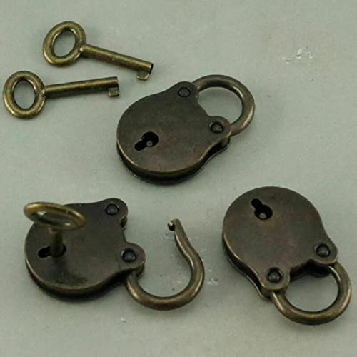 3 Stück alte Vintage Antik Stil Mini Vorhängeschlösser Schlüssel Schloss Bronze Retro Schmuck Box Schloss 3 Stück klassisches altes Schloss Zubehör von NATEFEMIN