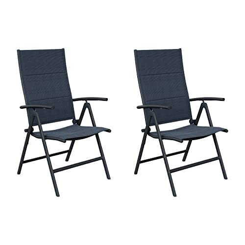 NATERIAL - 2er Set Gartenstühle Orion mit Armlehnen - 2 Gartensessel - Klappbar - Klappstühle - Multipositionssessel - Hochlehner - 7-Fach verstellbar - Aluminium - Textilene - Anthrazit von NATERIAL